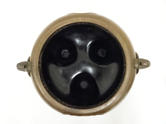 茶道具佐藤清光作唐銅鬼面風炉釜木箱付き電熱器セット